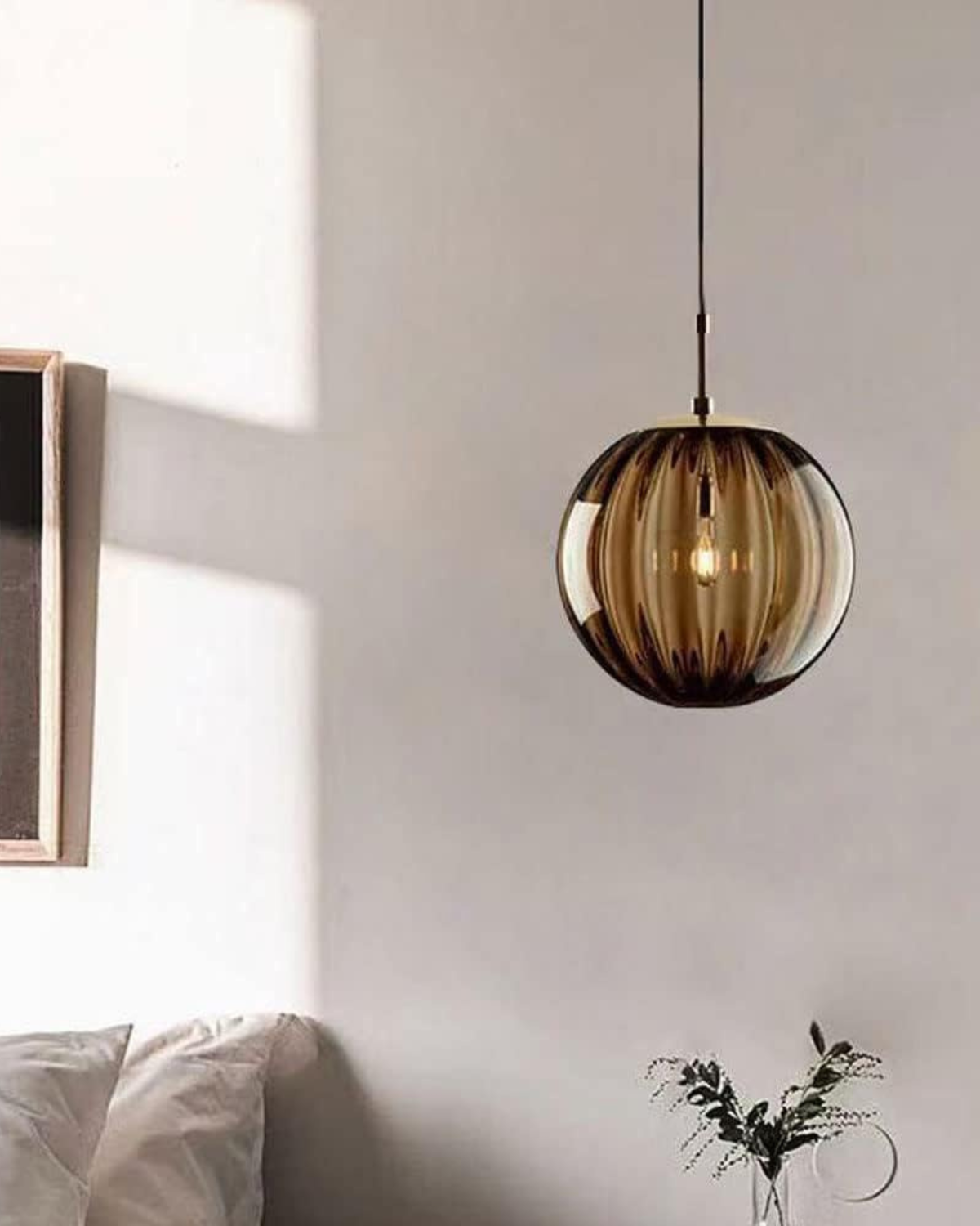 Pendant Ceiling Light Amber Glass