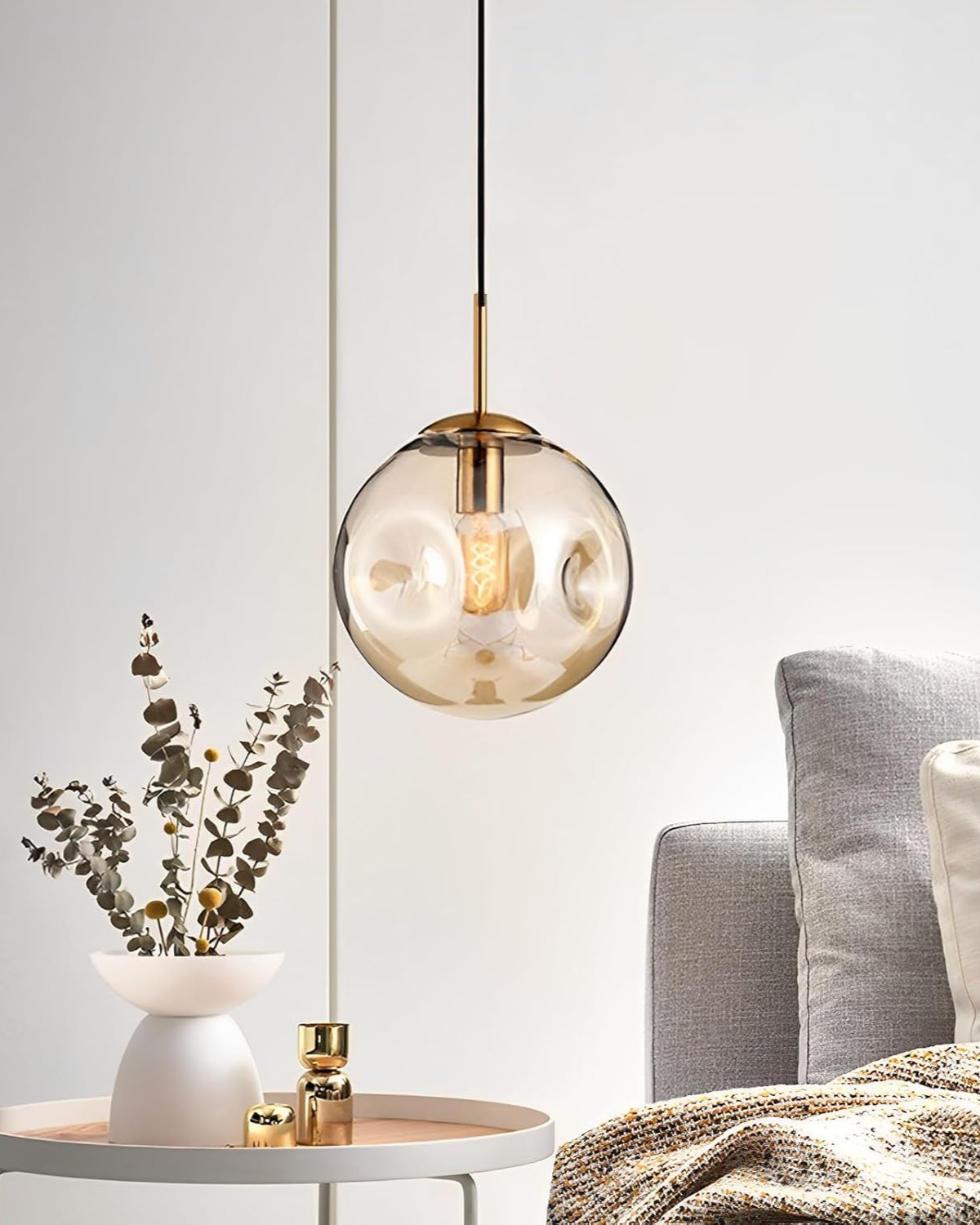 Pendant Ceiling Light Amber Glass