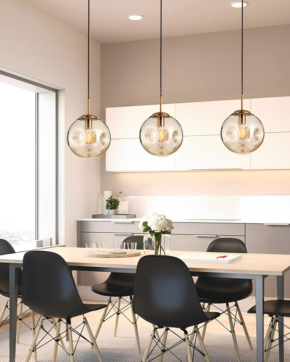 Pendant Ceiling Light Amber Glass