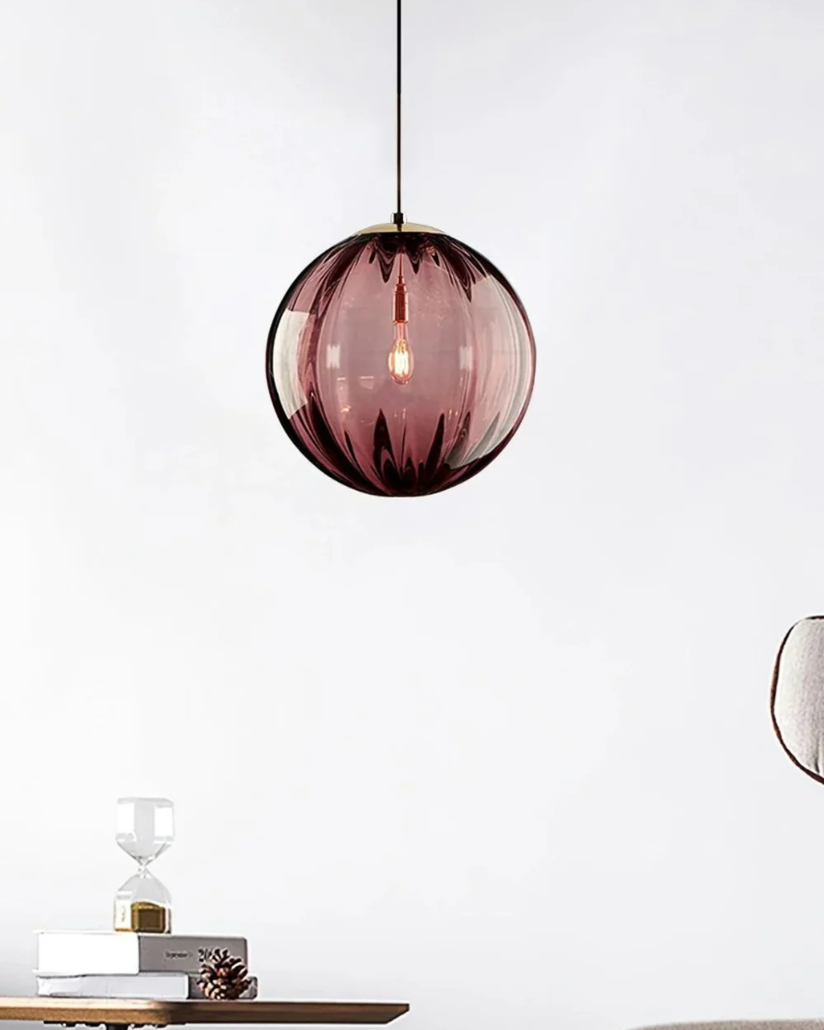 Pendant Ceiling Light Amber Glass