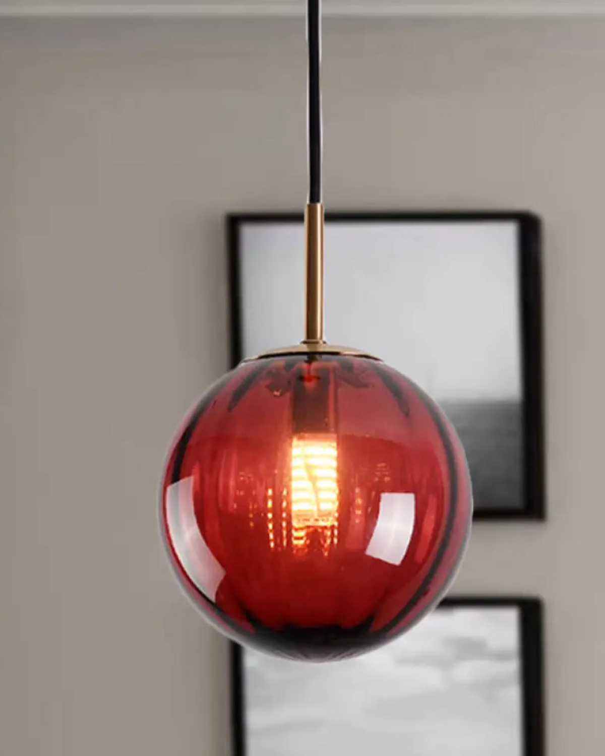 Pendant Ceiling Light Amber Glass