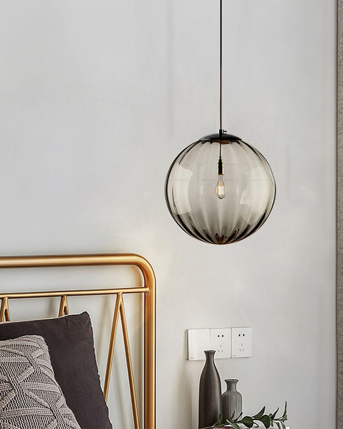 Pendant Ceiling Light Amber Glass