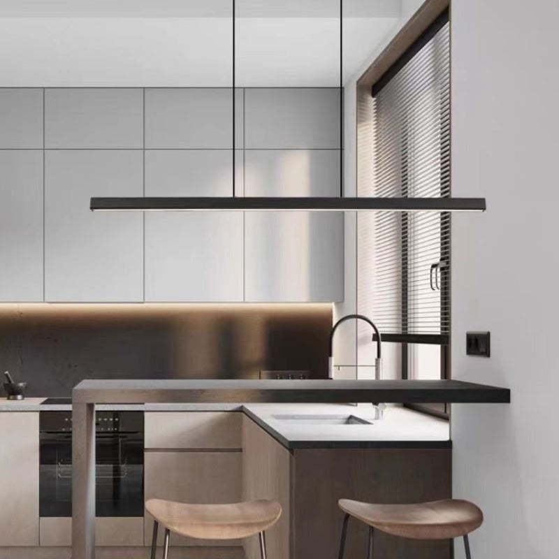 Thala Modern Linear Metal LED Pendant Light Black/Brown