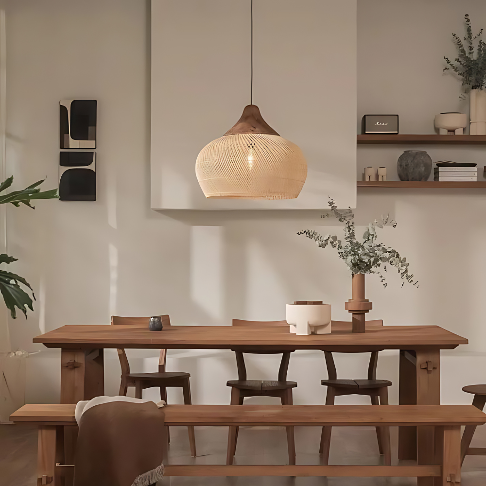 olaro Rattan Ceiling Lamp – Handwoven Boho Pendant for Natural Interiors