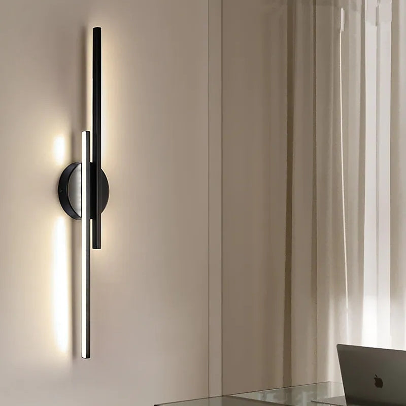 Elgo Modern Nordic Disc/Linear Metal LED Wall Lamp, Black/White