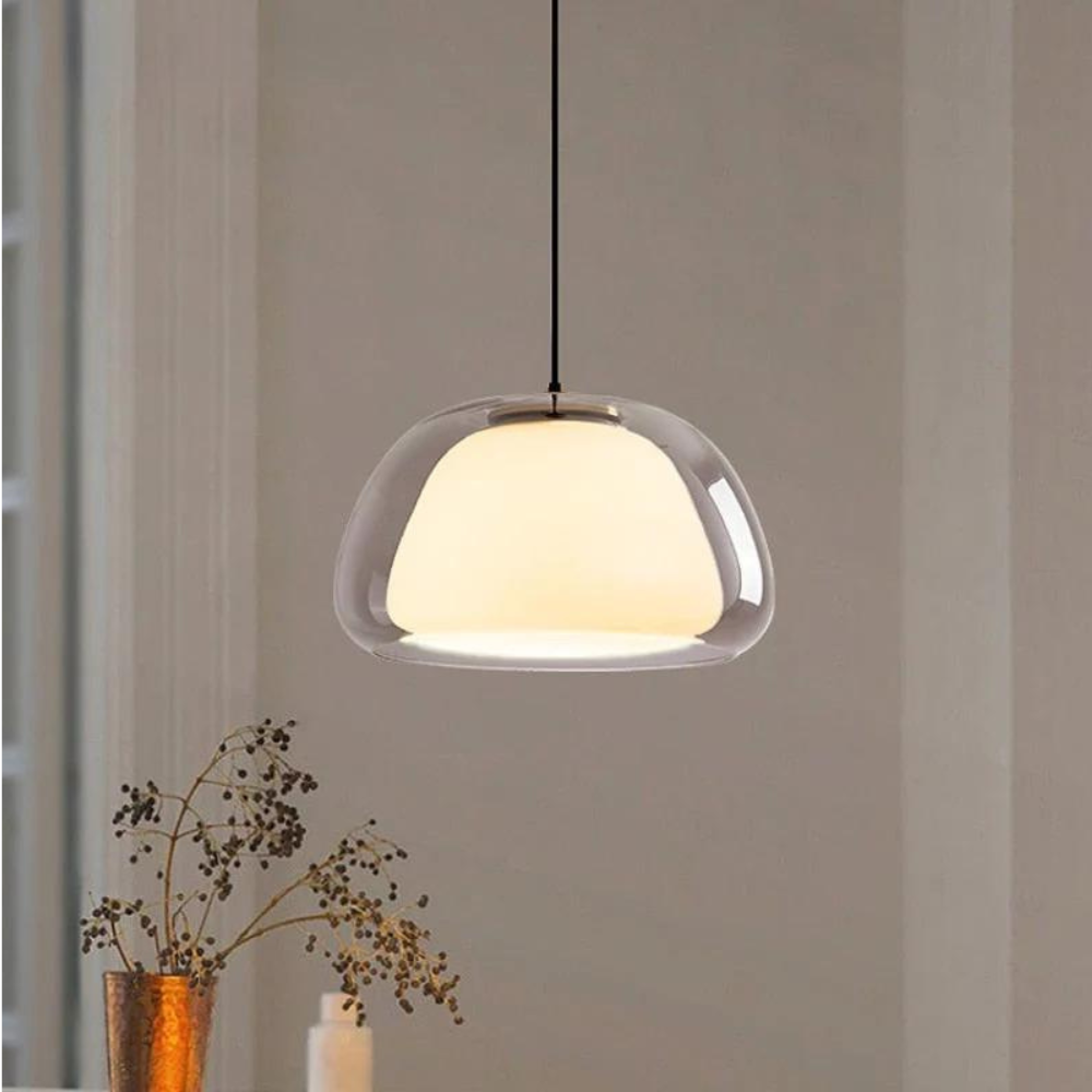 Pendant Light – Double Glass Dome with Soft Glow