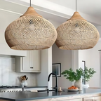 olaro Rattan Ceiling Lamp – Handwoven Boho Pendant for Natural Interiors