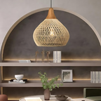 olaro Rattan Ceiling Lamp – Handwoven Boho Pendant for Natural Interiors