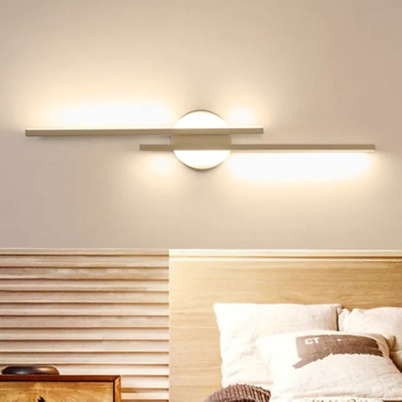 Elgo Modern Nordic Disc/Linear Metal LED Wall Lamp, Black/White