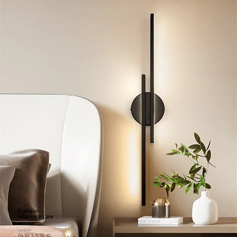 Elgo Modern Nordic Disc/Linear Metal LED Wall Lamp, Black/White