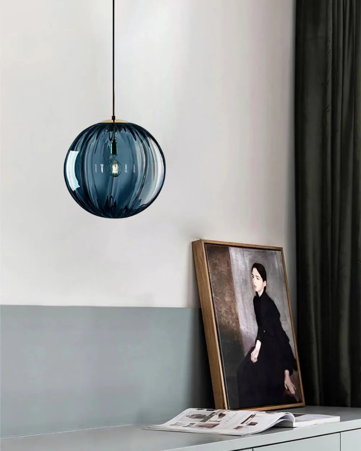 Pendant Ceiling Light Amber Glass
