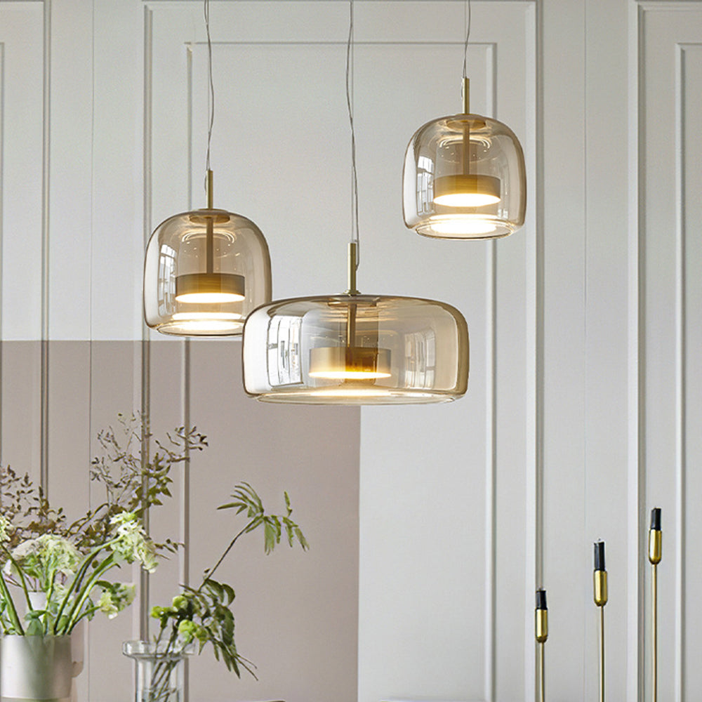 Vintage LED Pendant with Gold & Glass Charm