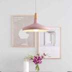 French Macaron Conical Pendant Light - Aluminum and Wood Lamp with a Modern and Playful Design