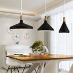 French Macaron Conical Pendant Light - Aluminum and Wood Lamp with a Modern and Playful Design