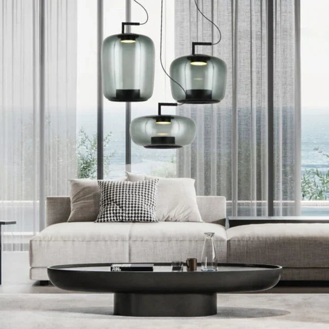 Modern Design LED Pendant Light – Glass and Aluminum Lighting Fixture for Kitchen and Dining Room