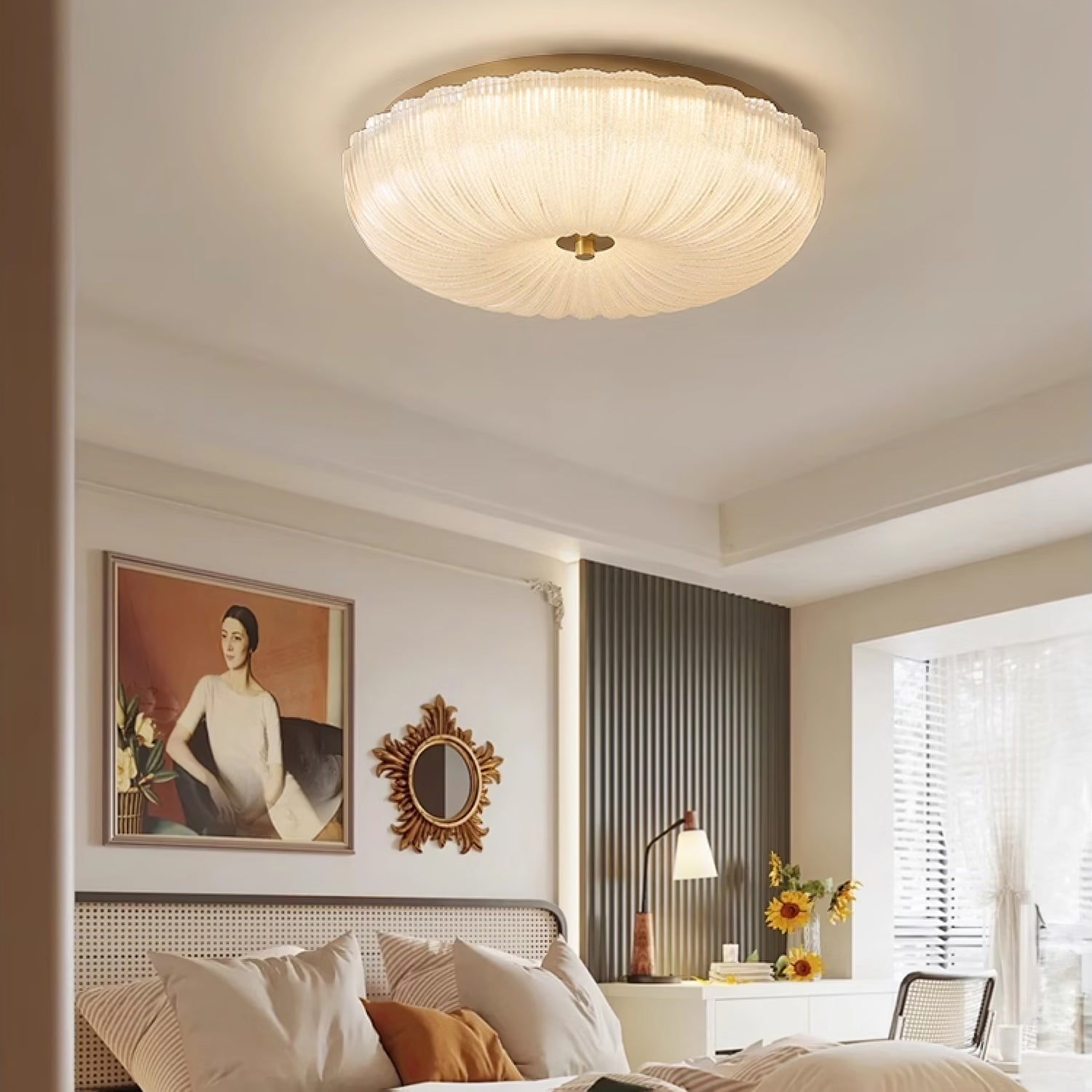 Halo Ceiling Light Ripple Glass