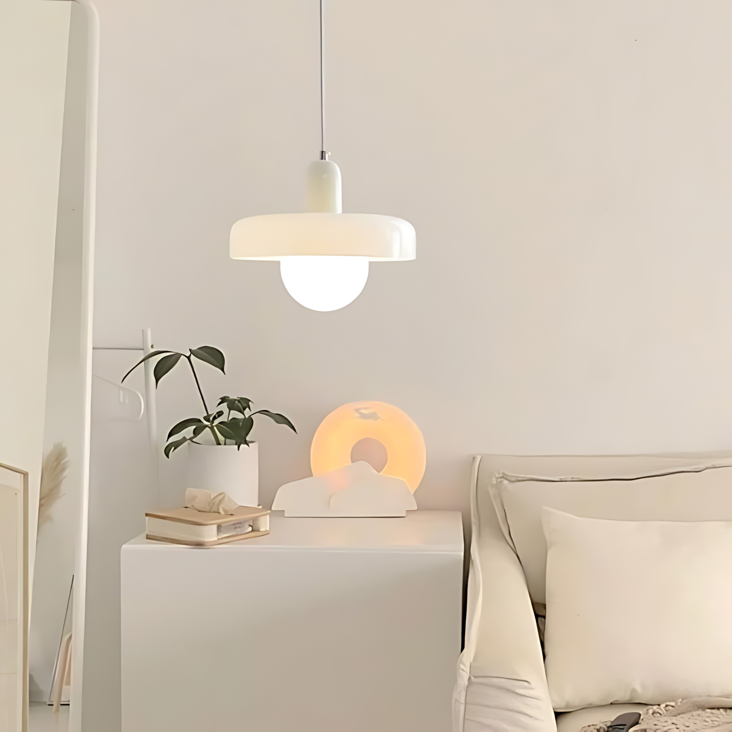 Pendant Ceiling Light - Haloria - Opal Halo Shade - Minimal Modern Design