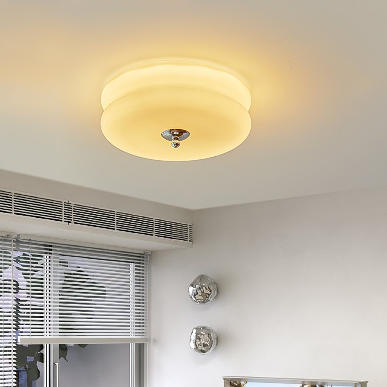 Vintage Art Deco Ceiling Light, Geometric Elegance with Integrated LED