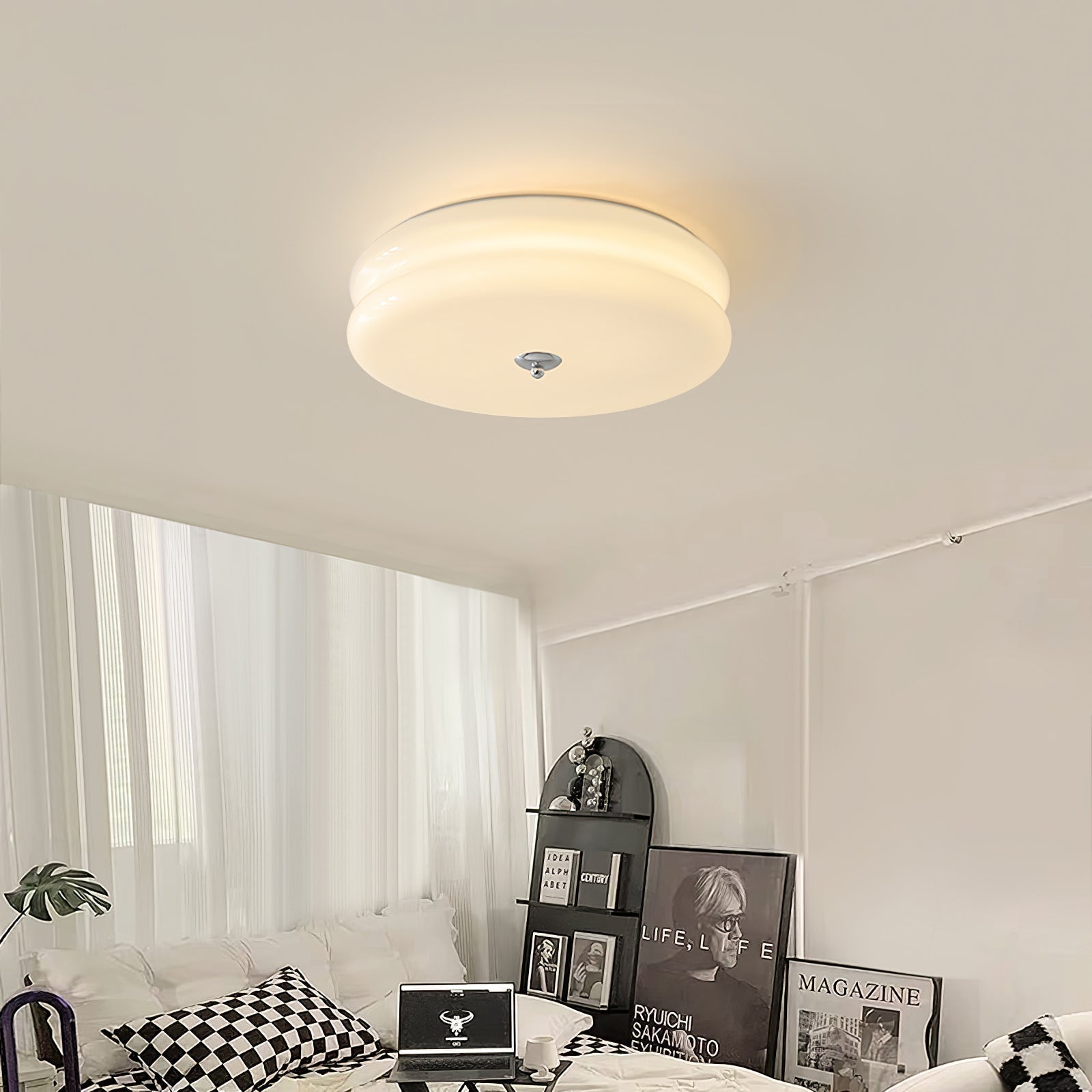Vintage Art Deco Ceiling Light, Geometric Elegance with Integrated LED