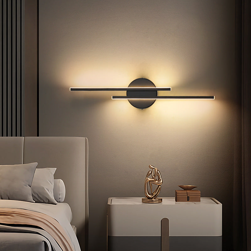 Elgo Modern Nordic Disc/Linear Metal LED Wall Lamp, Black/White