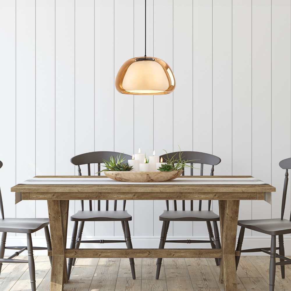 Pendant Light – Double Glass Dome with Soft Glow