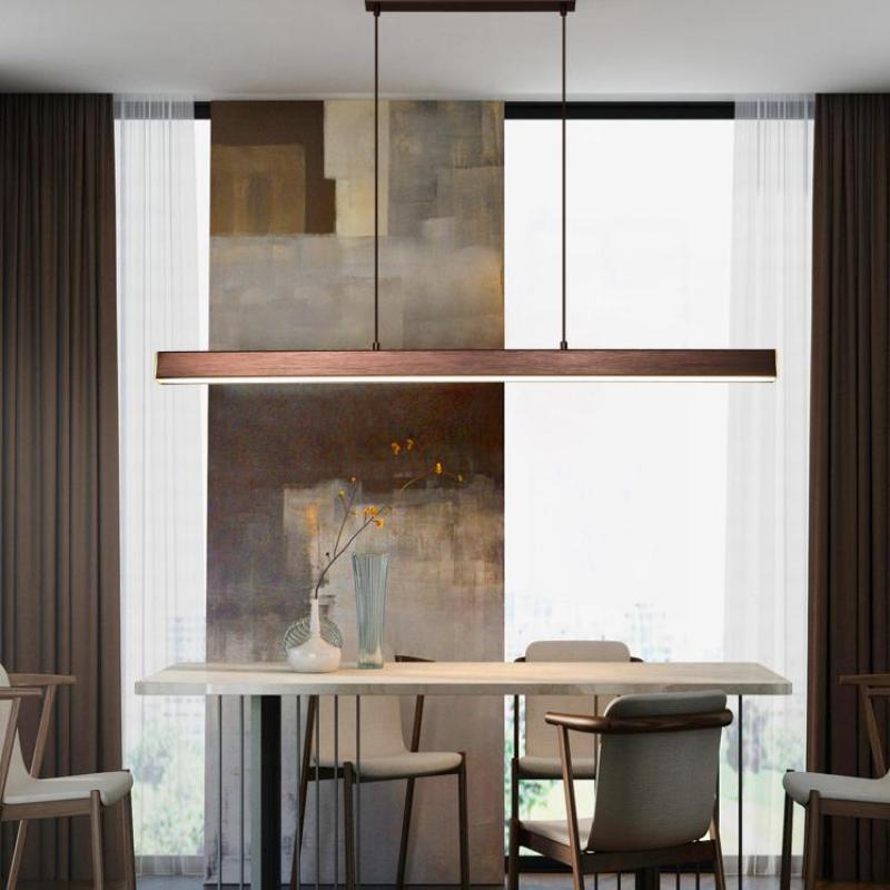 Thala Modern Linear Metal LED Pendant Light Black/Brown