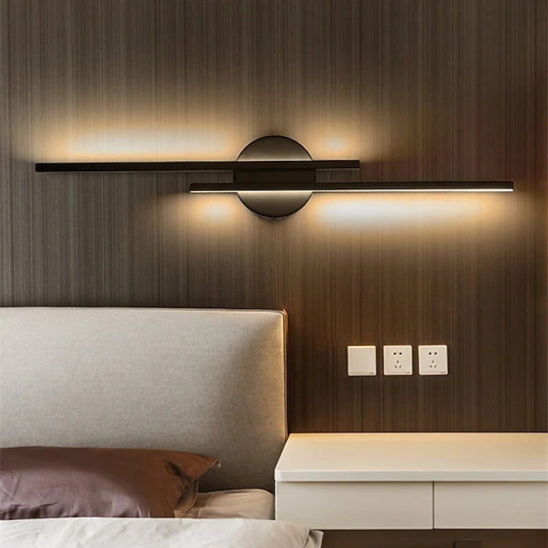 Elgo Modern Nordic Disc/Linear Metal LED Wall Lamp, Black/White