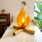 EmberGlow Table Lamp – LED Flame Light with Wooden Base