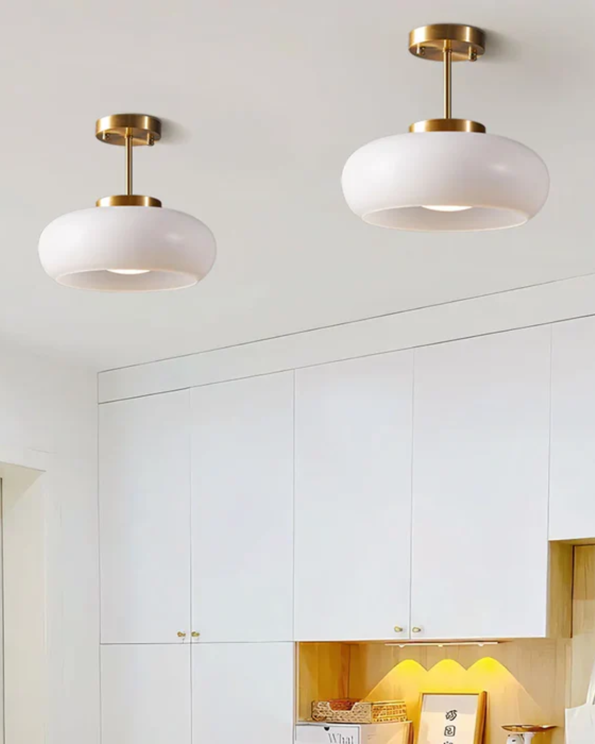 Memoria Ceiling Light – Brass Mount with Frosted Glass Elegance